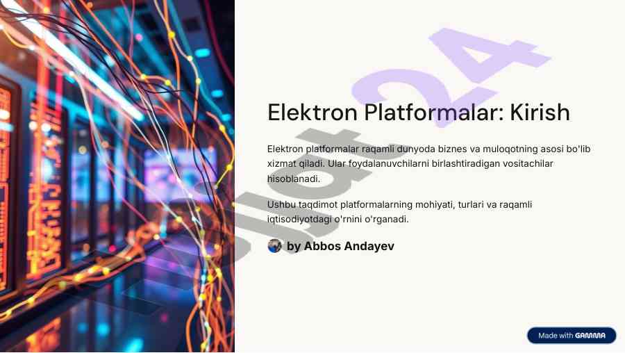 Elektron platformalar va raqamli iqtisodiyot