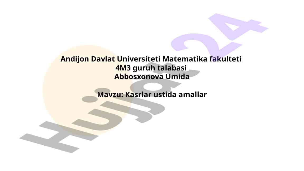 Kasrlar Ustida Amallar