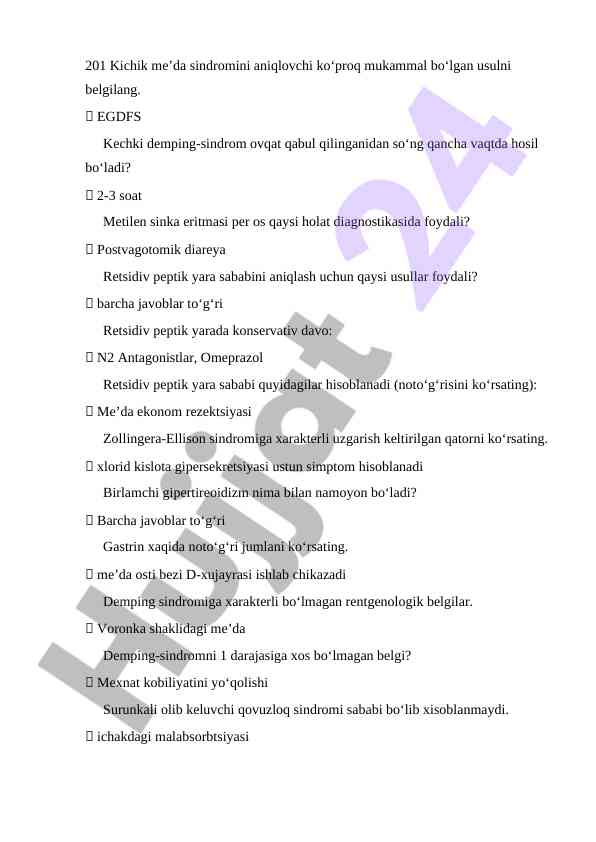 Kichik me’da sindromi diagnostikasi uslublari