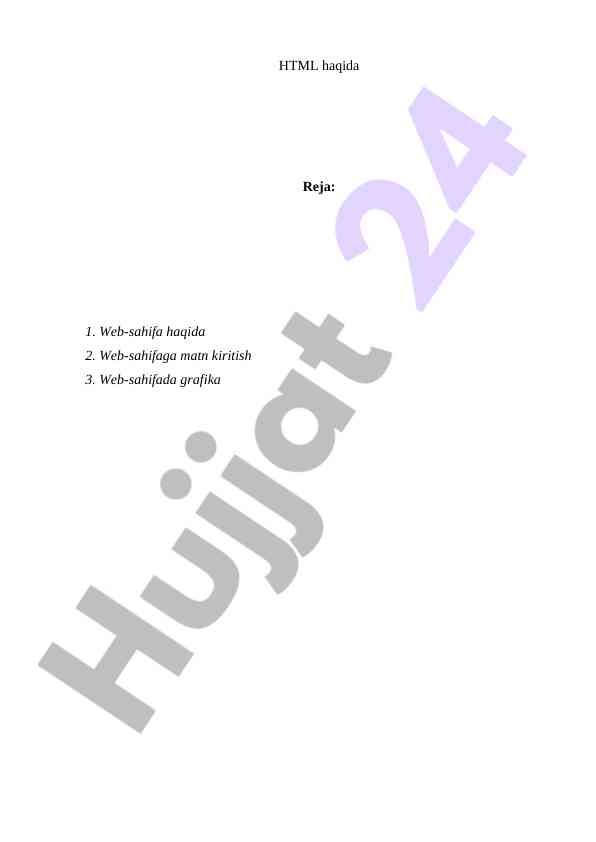 Html tili va web-sahifa yaratish usullari