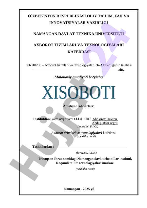 Malakaviy amaliyot hisobotlari va o‘zbekiston raqamlari