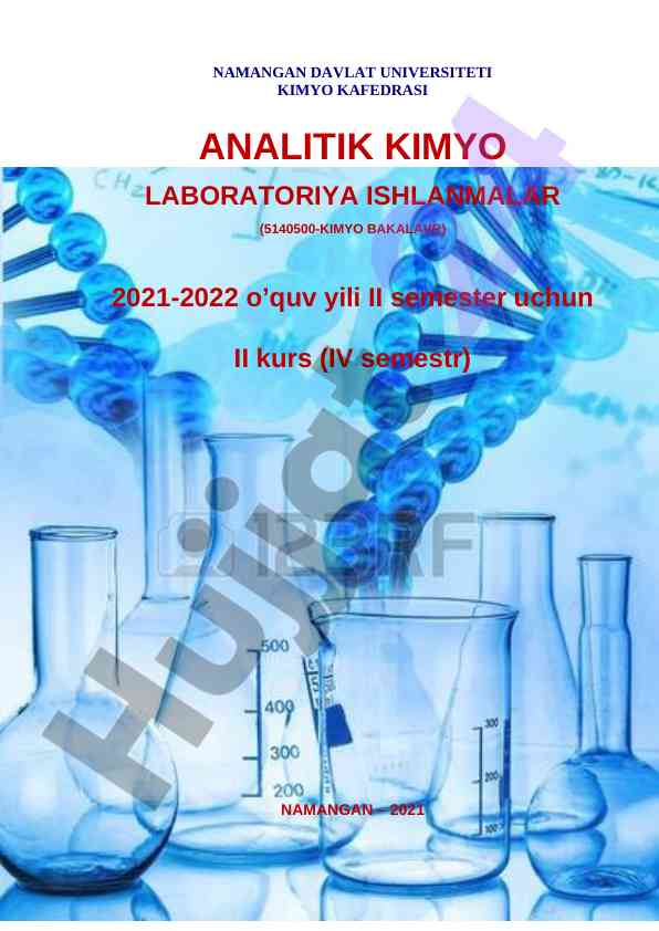 Analitik Kimyo Laboratoriya Ishlanmalari