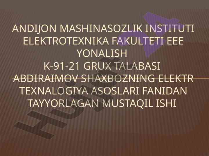 Metallarni elektr gidravlik usul bilan qayta ishlash