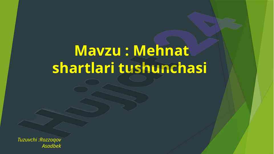Mehnat shartlari tushunchasi va ularning asoslari