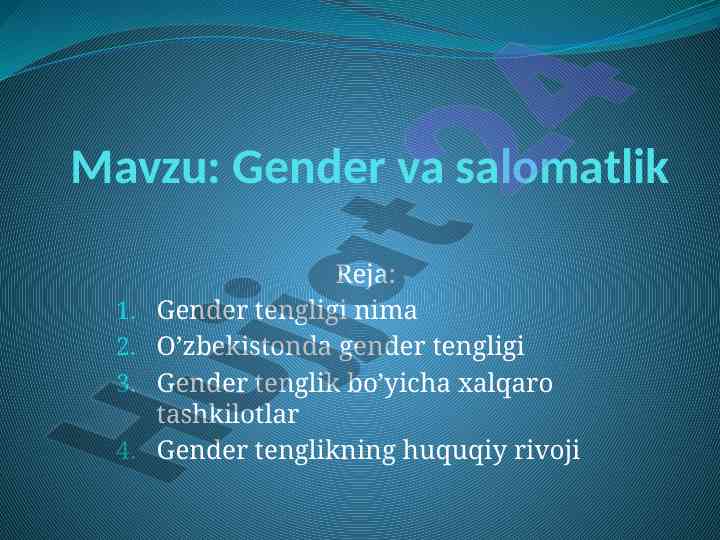 Gender va salomatlik: o'zbekistondagi holat