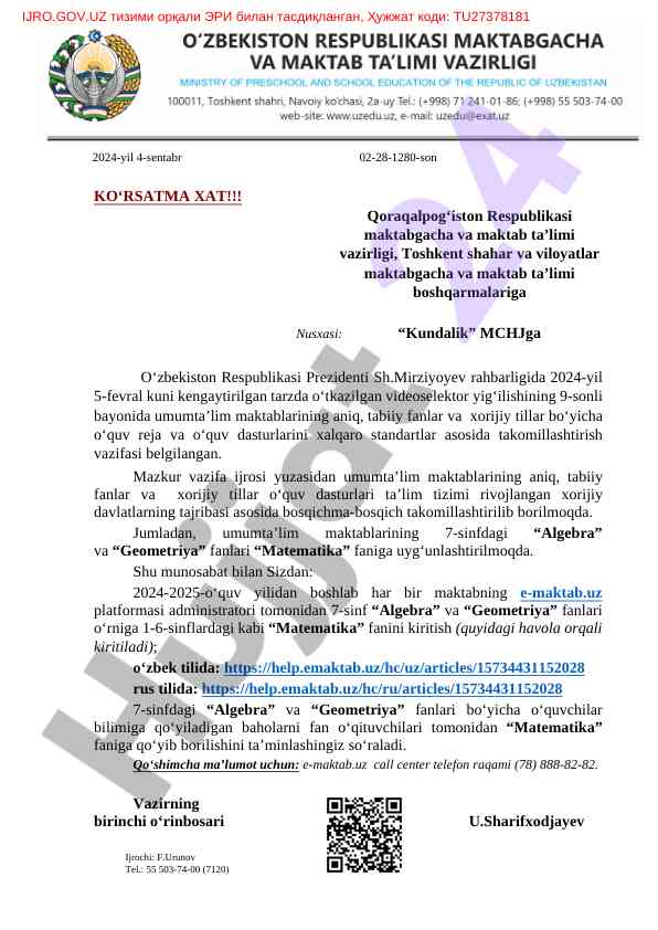Matematika fanini takomillashtirish strategiyalari