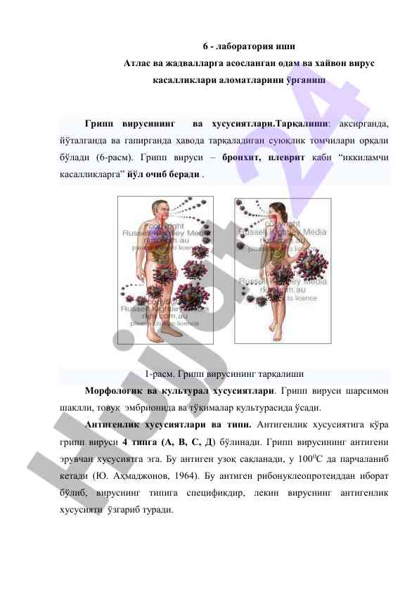 Грипп вируси таркалиши ва хусусиятлари