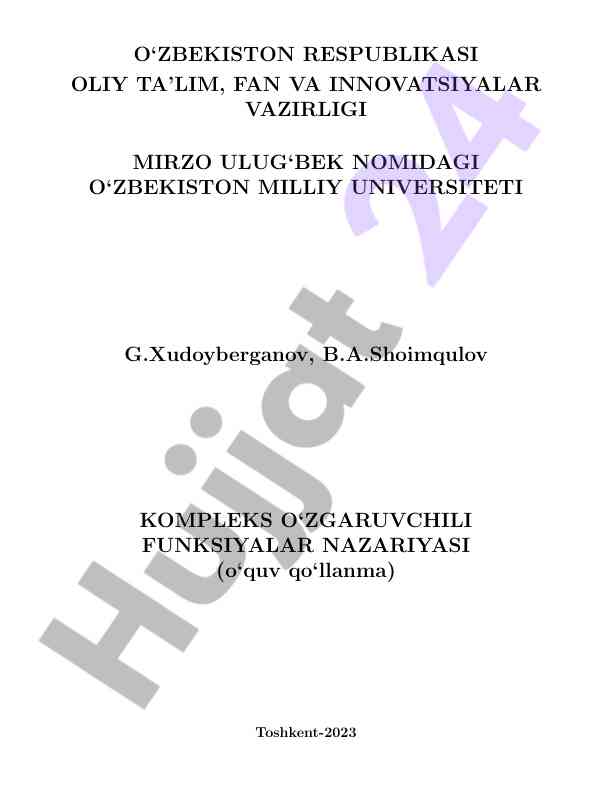 Kompleks o‘zgaruvchili funktsiyalar nazariyasi