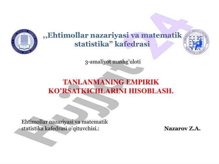 Ehtimollar nazariyasi va matematik statistika