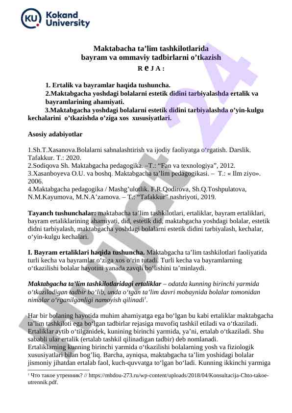 Maktabacha Ta’limda Bayramlar Ahamiyati