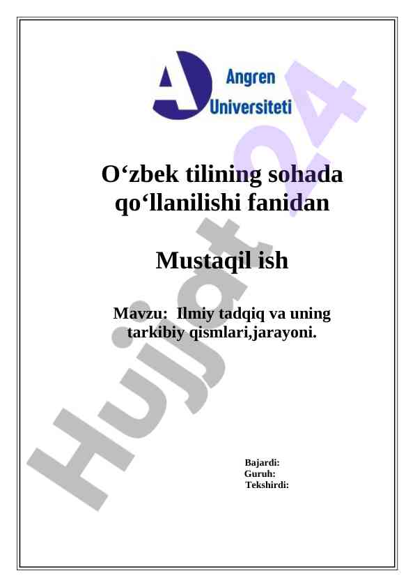 Ilmiy tadqiq va uning tarkibiy qismlari jarayoni