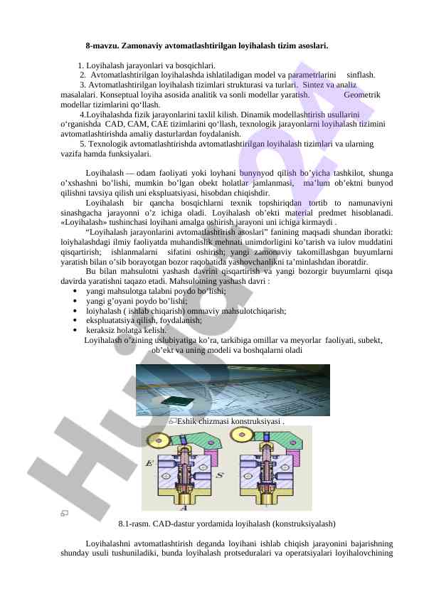 Zamonaviy avtomatlashtirilgan loyihalash tizim asoslari