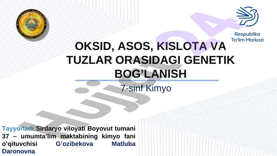 7-sinf kimyo oksid, asos, kislotalar ta’limiy o’yinlar