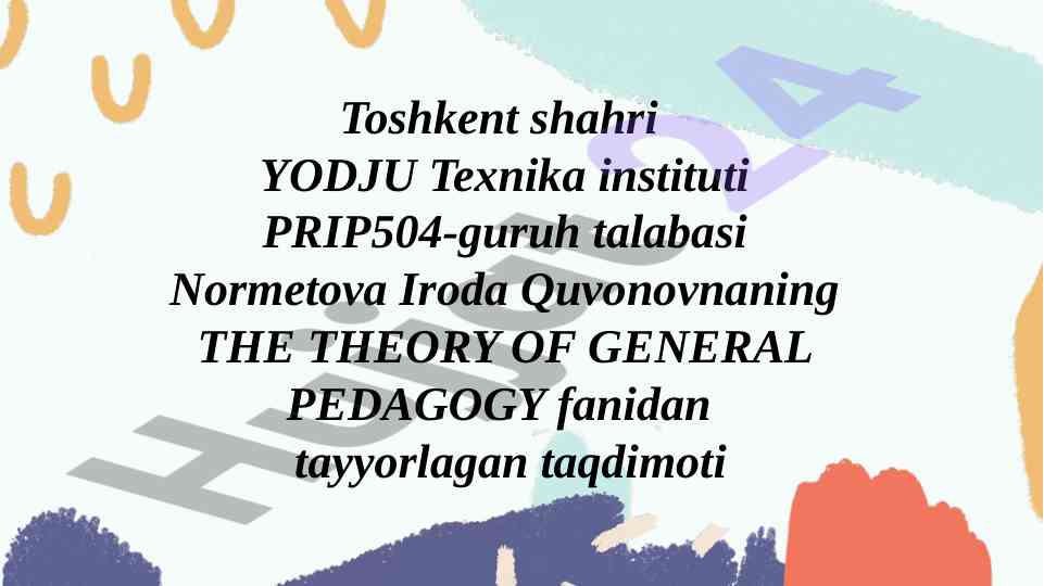 Rivojlanishida nuqsoni bo'lgan bolalarning ta'lim tarbiyasi