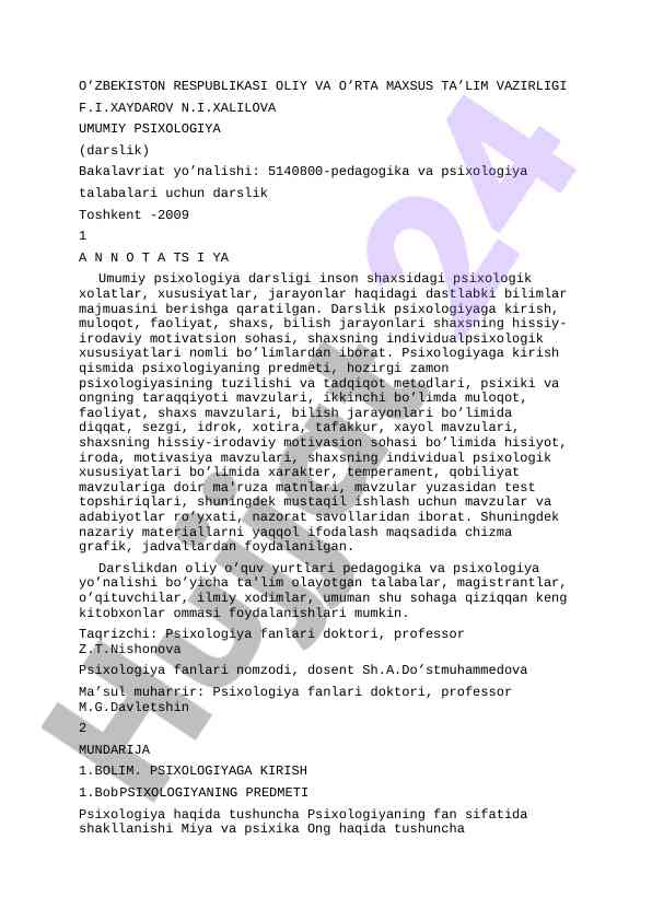 Umumiy Psixologiya Darsligi