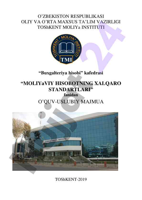 Moliya hisobotning xalqaro standartlari o‘quv-qo‘llanma