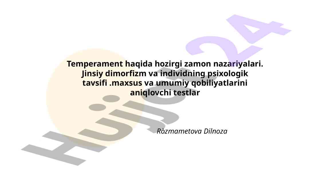 Zamonaviy temperament nazariyalari va jinsiy dimorfizm