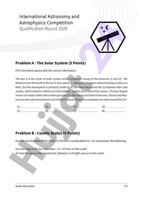 Solar system and cosmic scale quiz questions