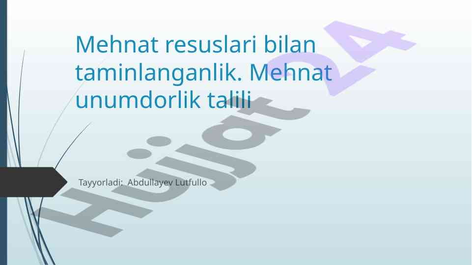 Mehnat resurslari tahlili va unumdorlik o‘rganish