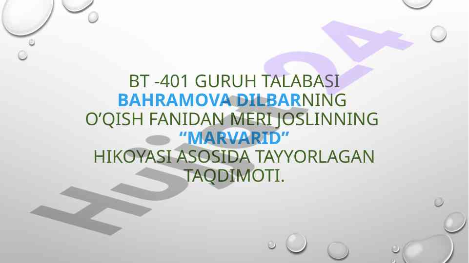 Marvarid hikoyasi asosida taqdimot
