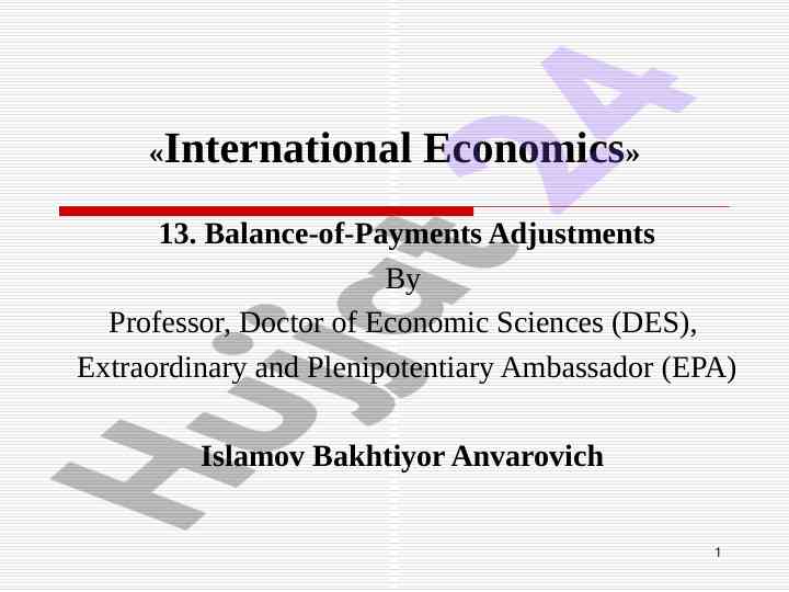Balance-of-payments adjustments in international economics