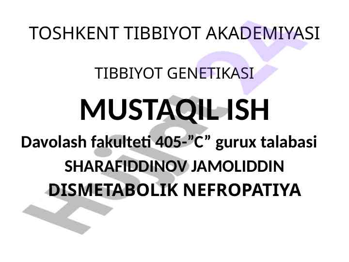 Dismetabolik nefropatiya va uning turlari