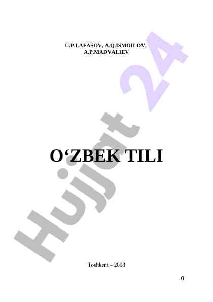 O‘zbek tili darsligi rusiyzabon talabalar uchun