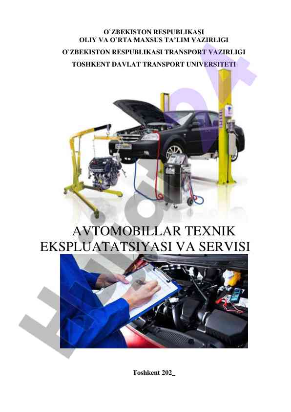Avtomobillar texnik ekspluatatsiyasi va servisi darsligi