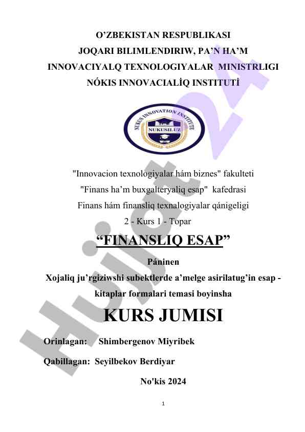 Finansliq esap hám texnologiyalar kafedrasi