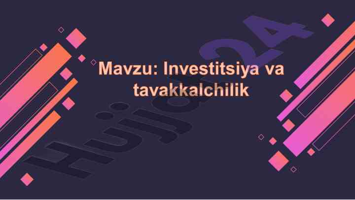 Investitsiya va tavakkalchilik tahlili