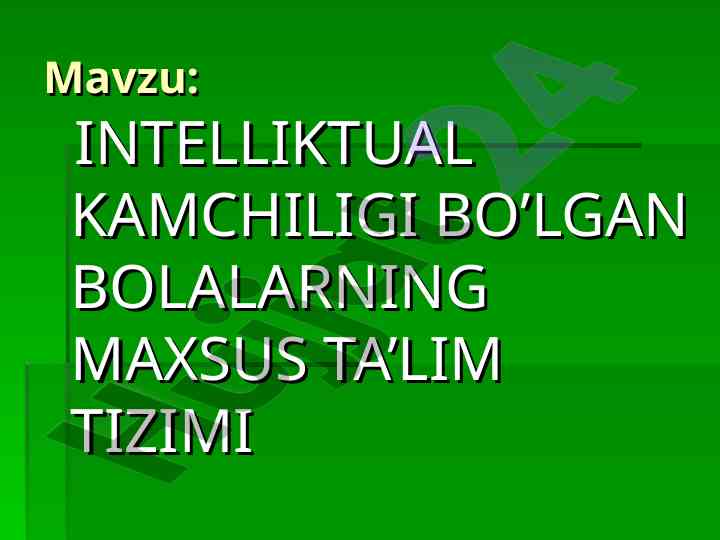 Intellektual kamchiliklari bo'lgan bolalar ta'limi