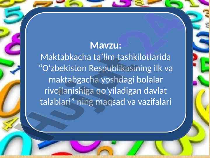 O’zbekistonda maktabgacha ta’limning rivojlanishi
