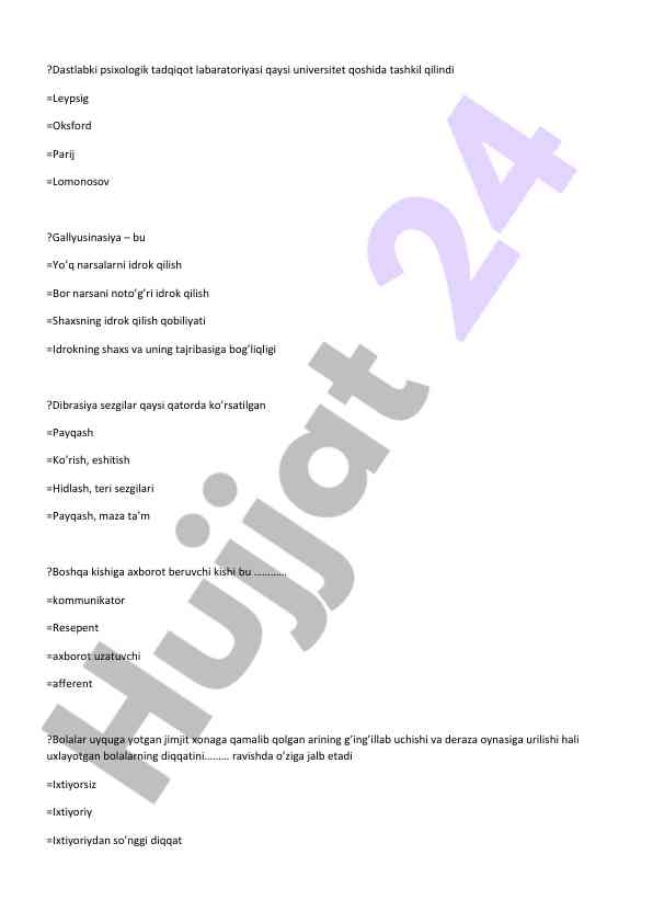 Psixologik tadqiqotlar va sezgilar tahlili