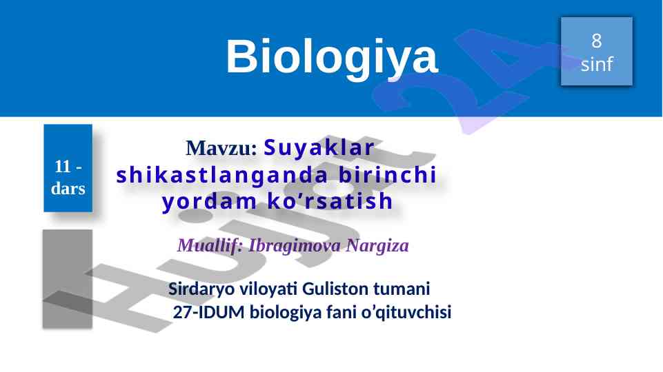 Suyaklar shikastlanganda birinchi yordam ko'rsatish