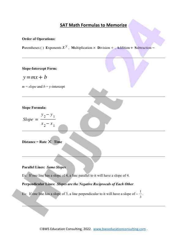 Sat math formulas and key concepts for students