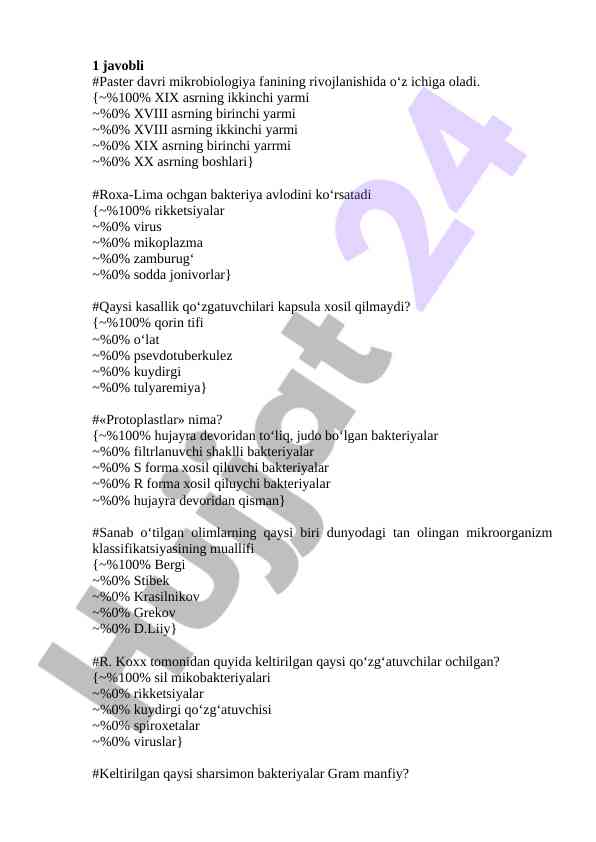 Xix asrda mikroblar va ularning kasalliklari
