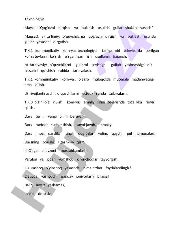 Qog`ozni qirqish va buklash usulida gullarni yasash