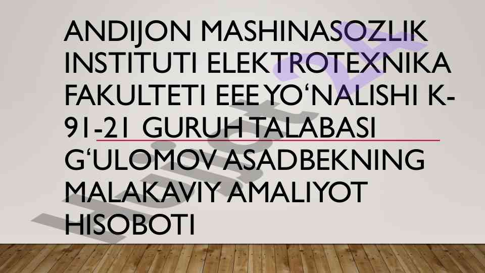 30 tonnalik press apparati haqida hisobot