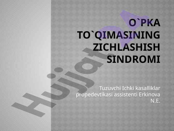 O'pka to'qimasining zichlashish sindromi tahlili