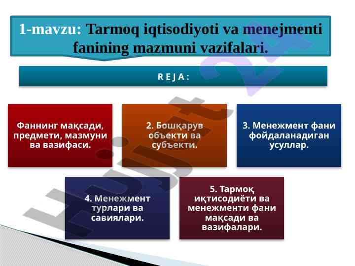 Tarmoq iqtisodiyoti va menejmenti fani