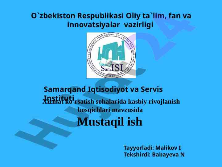 Xizmat ko'rsatish sohasida kasbiy rivojlanish
