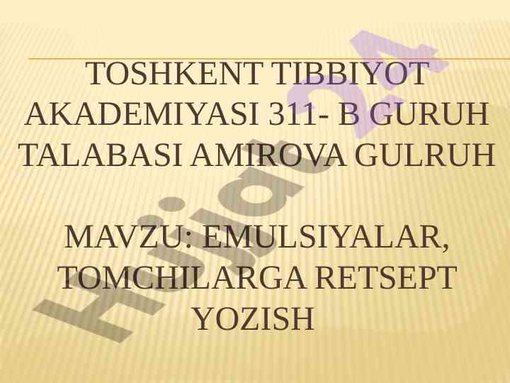 Emulsiyalar va tomchilarga retsept yozish