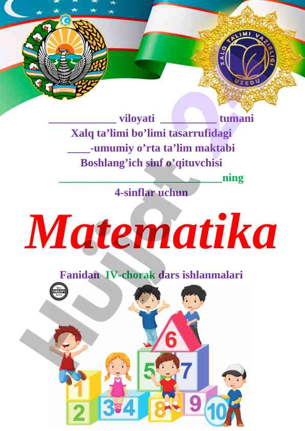 Matematika fanidan iv-chorak dars ishlanmalari