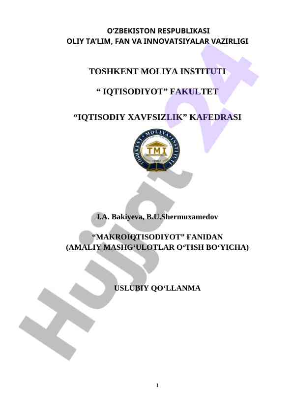 Makroiqtisodiyot fanidan usuliy qo‘llanma
