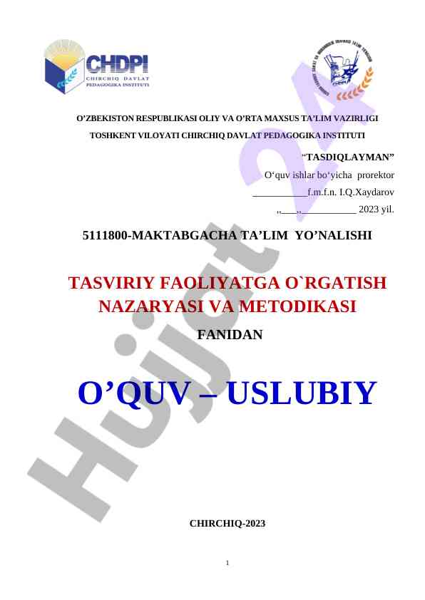 Maktabgacha ta’lim yo’nalishi tasviriy faoliyatga o’rgatish