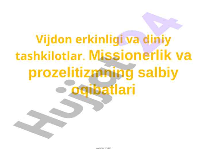 Vijdon erkinligi va diniy tashkilotlar