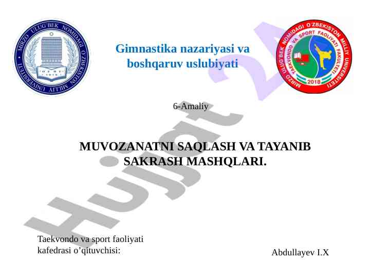 Muvozanatni saqlash va tayanib sakrash mashqlari