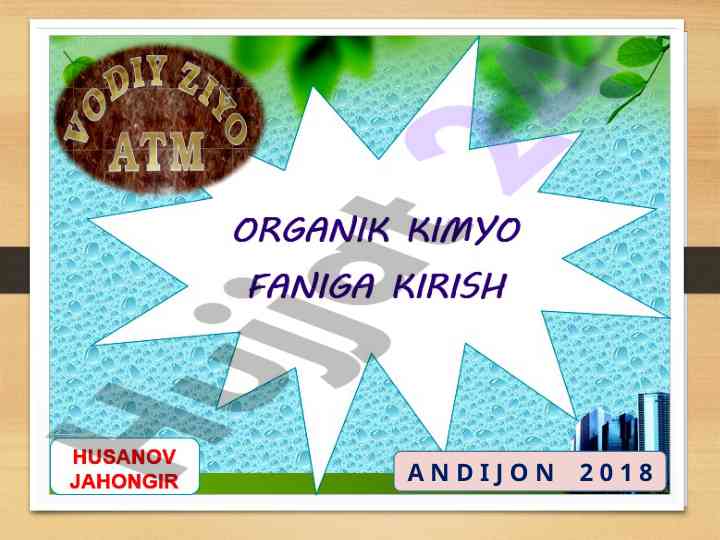 Organik kimyo fani va reaksiya turlari