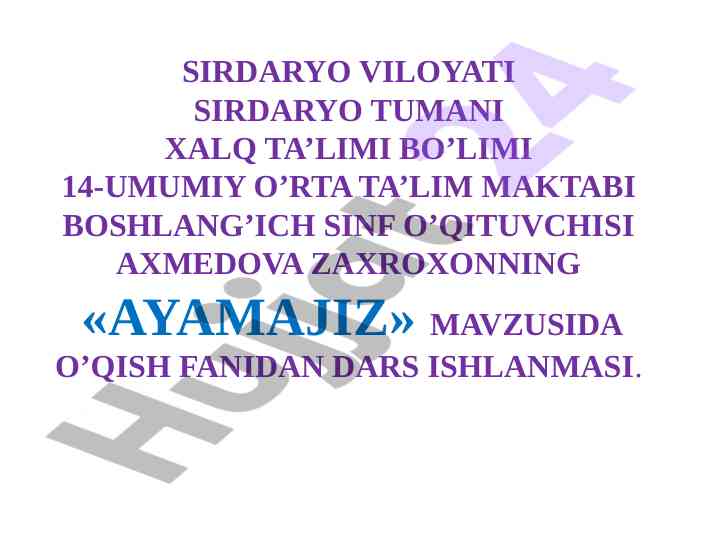 Ayamajiz mavzusida qish fasli dars ishlanmasi