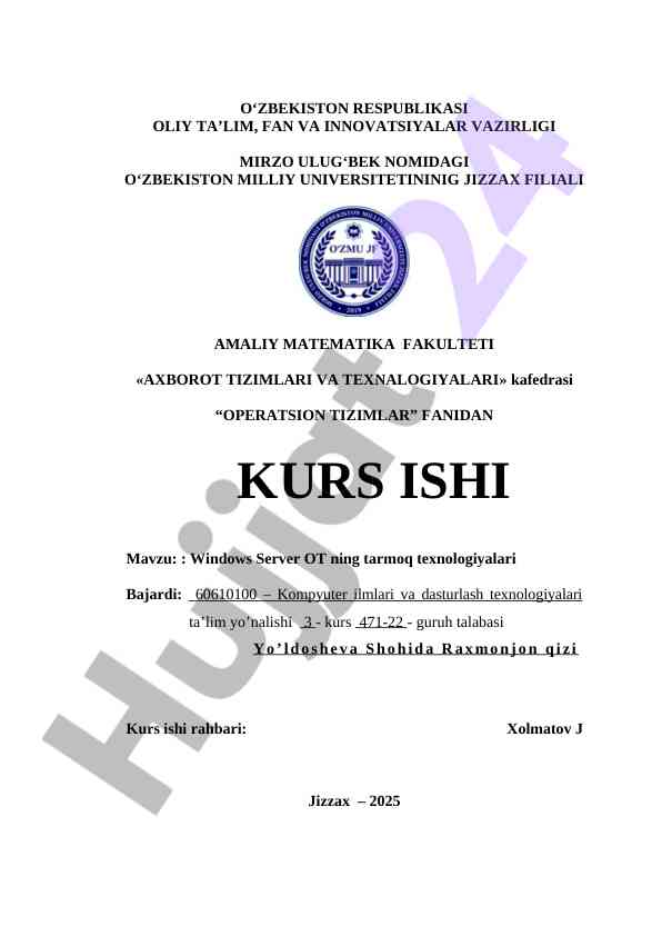 Windows server ot tarmoq texnologiyalari